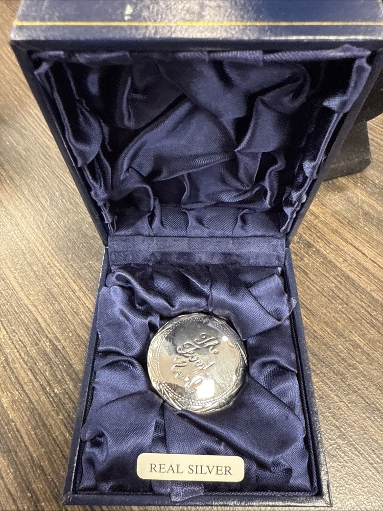 Sterling Silver First Curl box 3.3cm diameter, Sheffield 1995