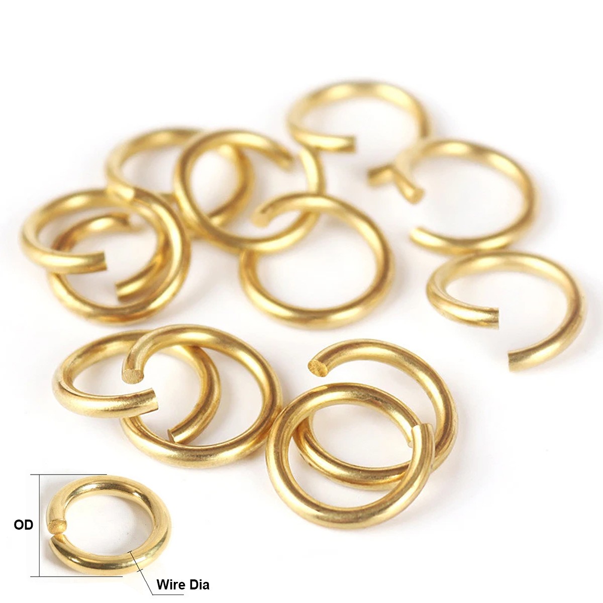 5 7 8 10 12 14 15 16 18 20 23 26 30 50mm Solid Brass Open Jump Rings Link Loops