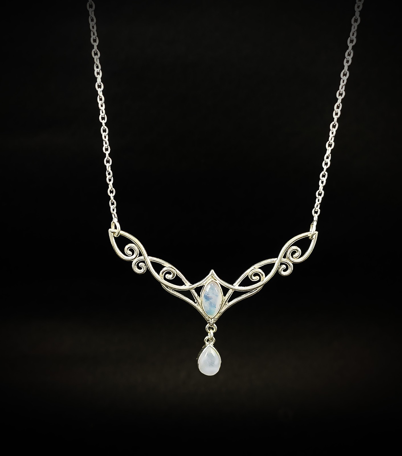 Rainbow Moonstone Jewelry 925 Sterling Silver handmade Gift Necklace 18"