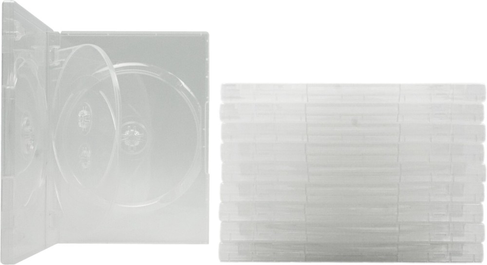 (10) DV4R14CLWT 4-Disc Capacity Clear Quad Replacement DVD CD Storage Case Boxes