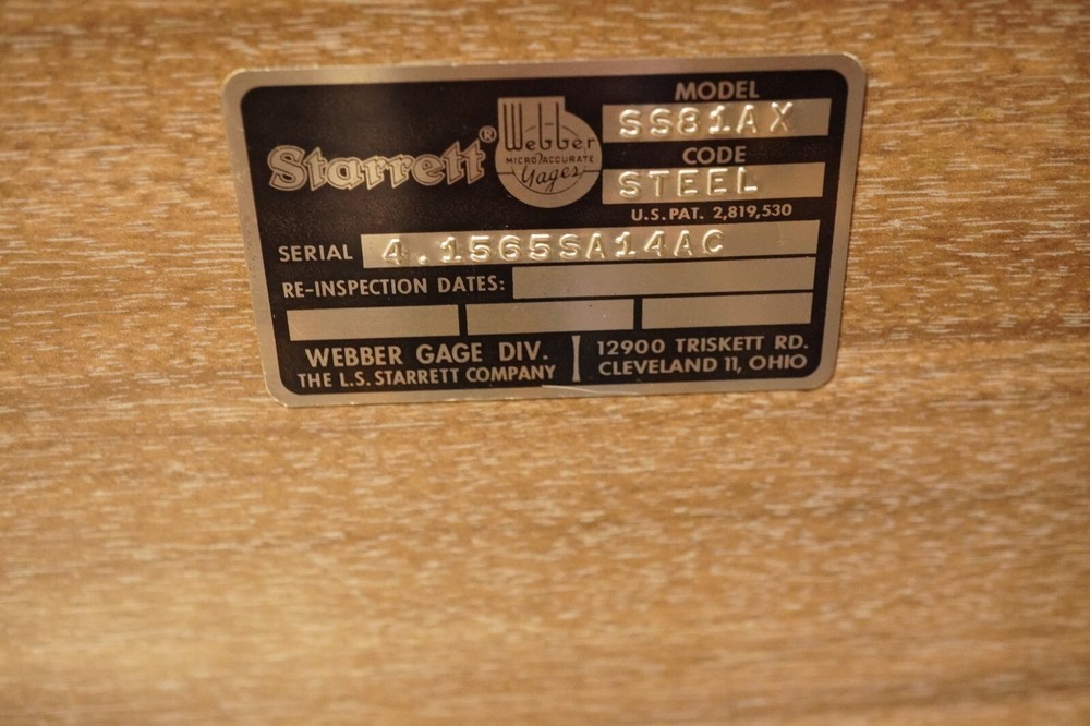 Starrett (Webber Gage Div.) Gage Block Set - SS81A1X