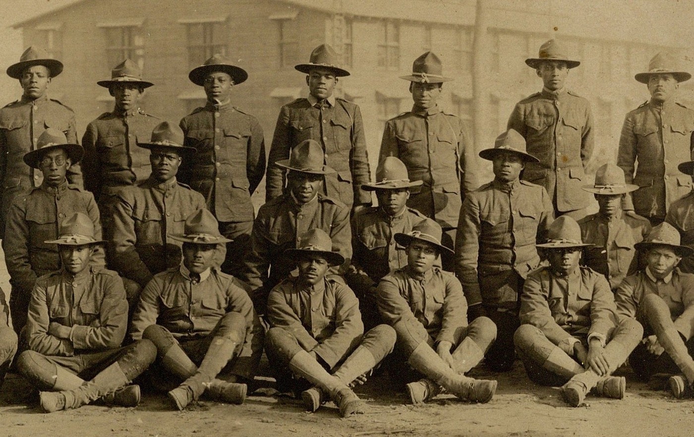 Buffalo Soldiers 1917 African American Black Regiment 367th Panoramic Photo Army