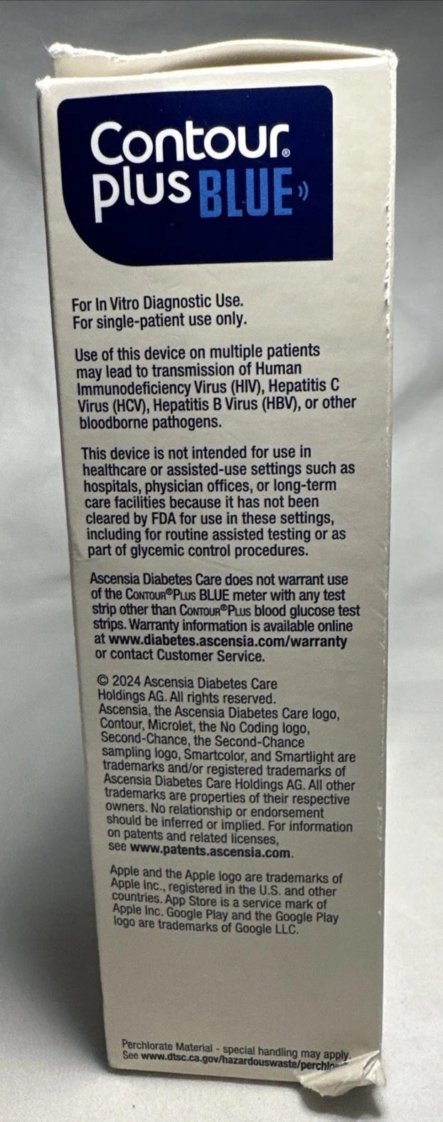 Contour Plus Blue Blood Glucose Monitoring System Diabetes Sugar *Damaged Box*