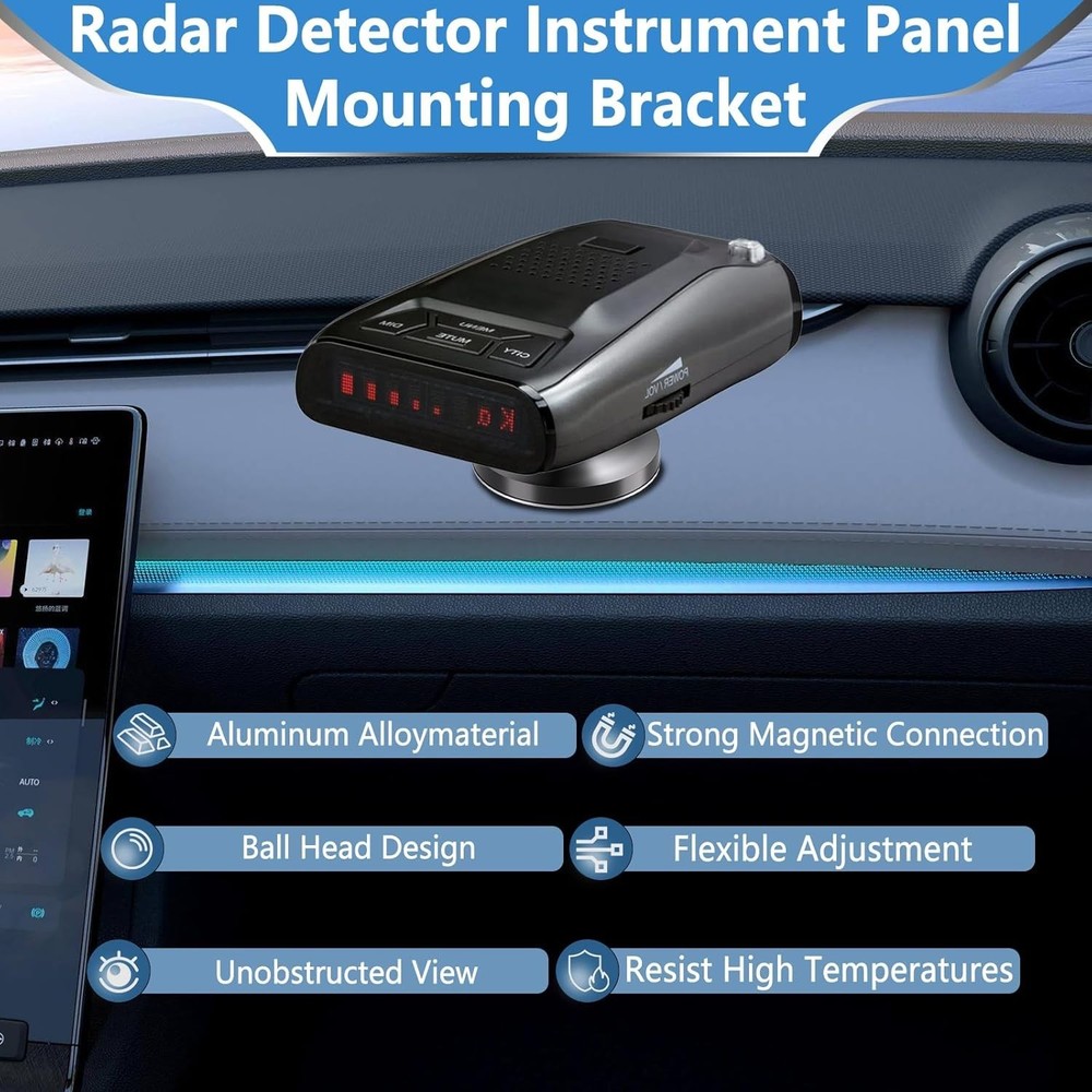 Universal Dashboard Radar Detector Mount with Strong Magnetic Hold - Adjustable