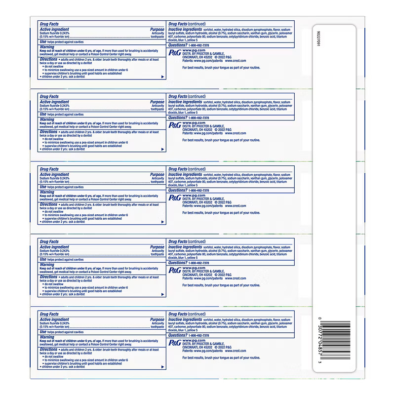 Crest Complete Plus Scope Toothpaste 5 Pack x 6.3 oz Outlast Ultra Mint Fresh