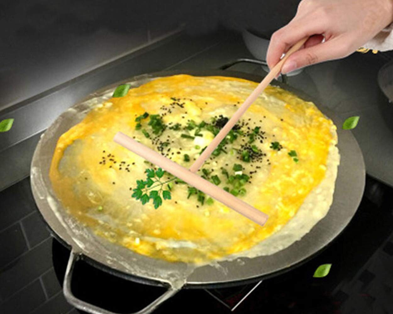 Crepe Spreader 2 Pieces 6.1 Inches x 4.7 Inches Natural Wooden T-Shaped Tool ...