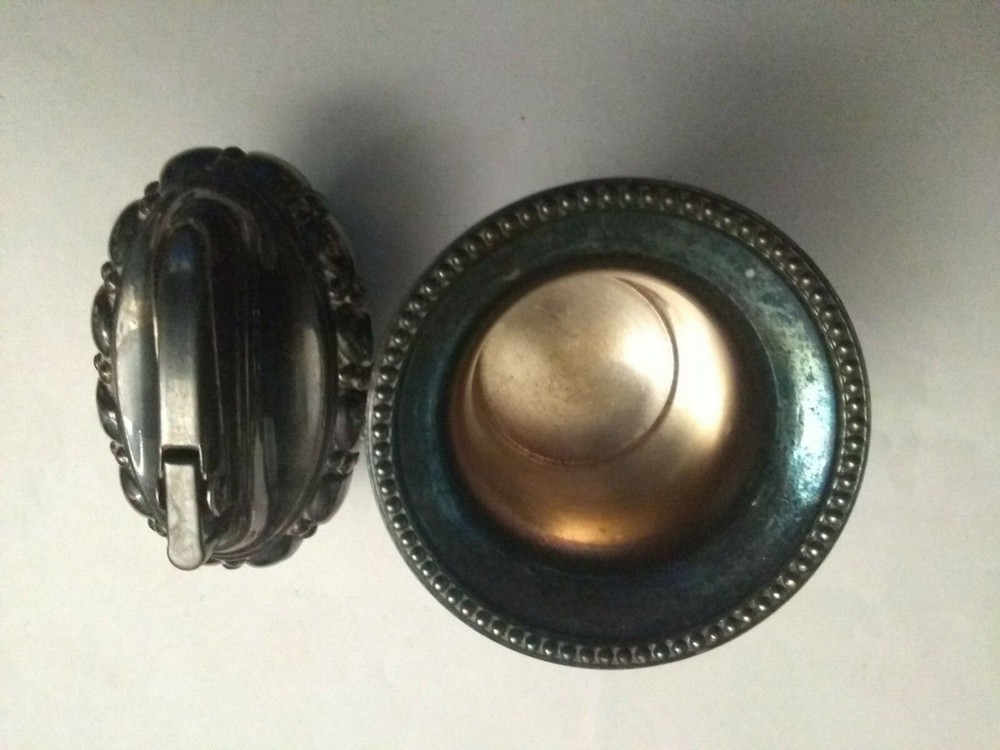 RONSON Silver plated Table Lighter "CROWN" & Matching Cigarette Cup