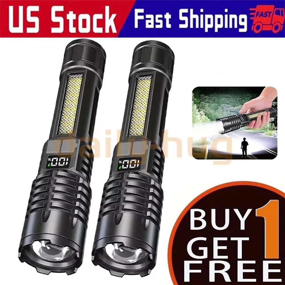 990000000 Lumen Super Bright LED Tactical Flashlight Rechargeable LED Work Light