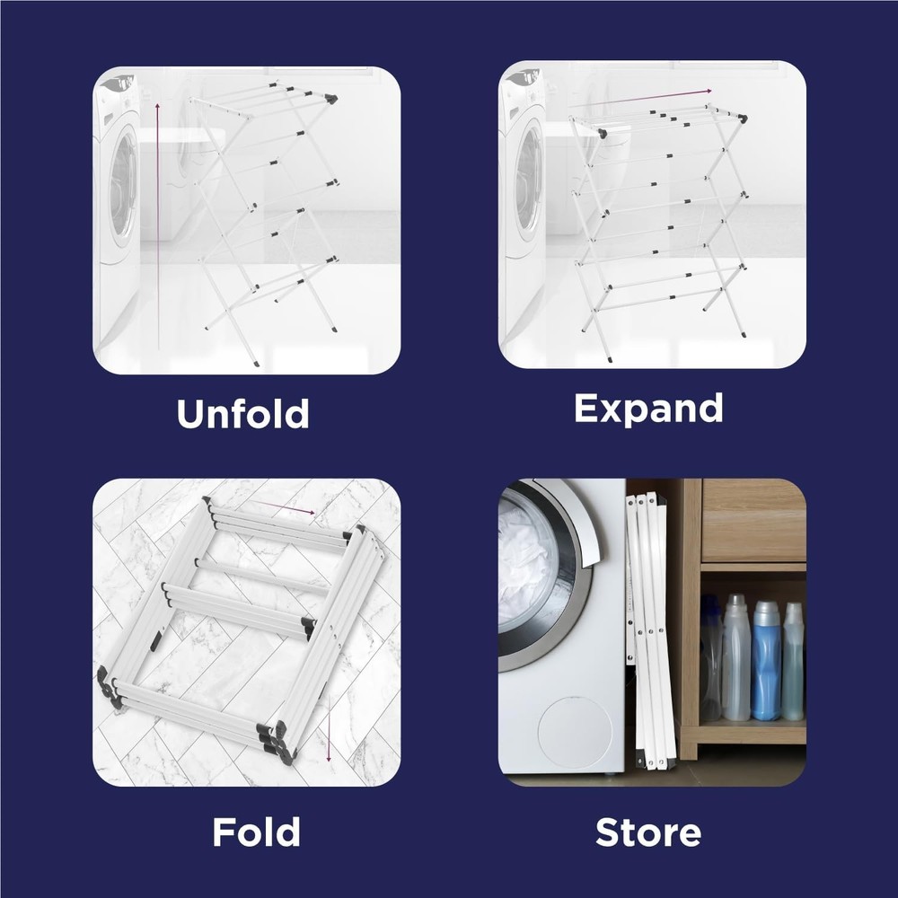BLACK DECKER 3 Tier Expandable Collapsing Foldable Laundry Rack Air Drying