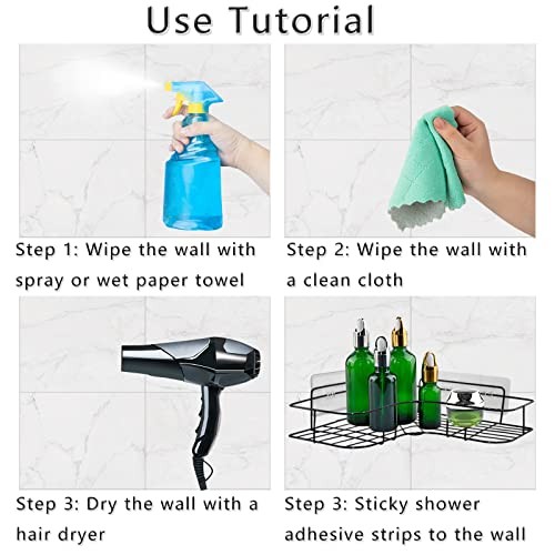 2 Pack Shower Caddy Adhesive for Replacement, Strong Transparent -2pcs 3 Hooks