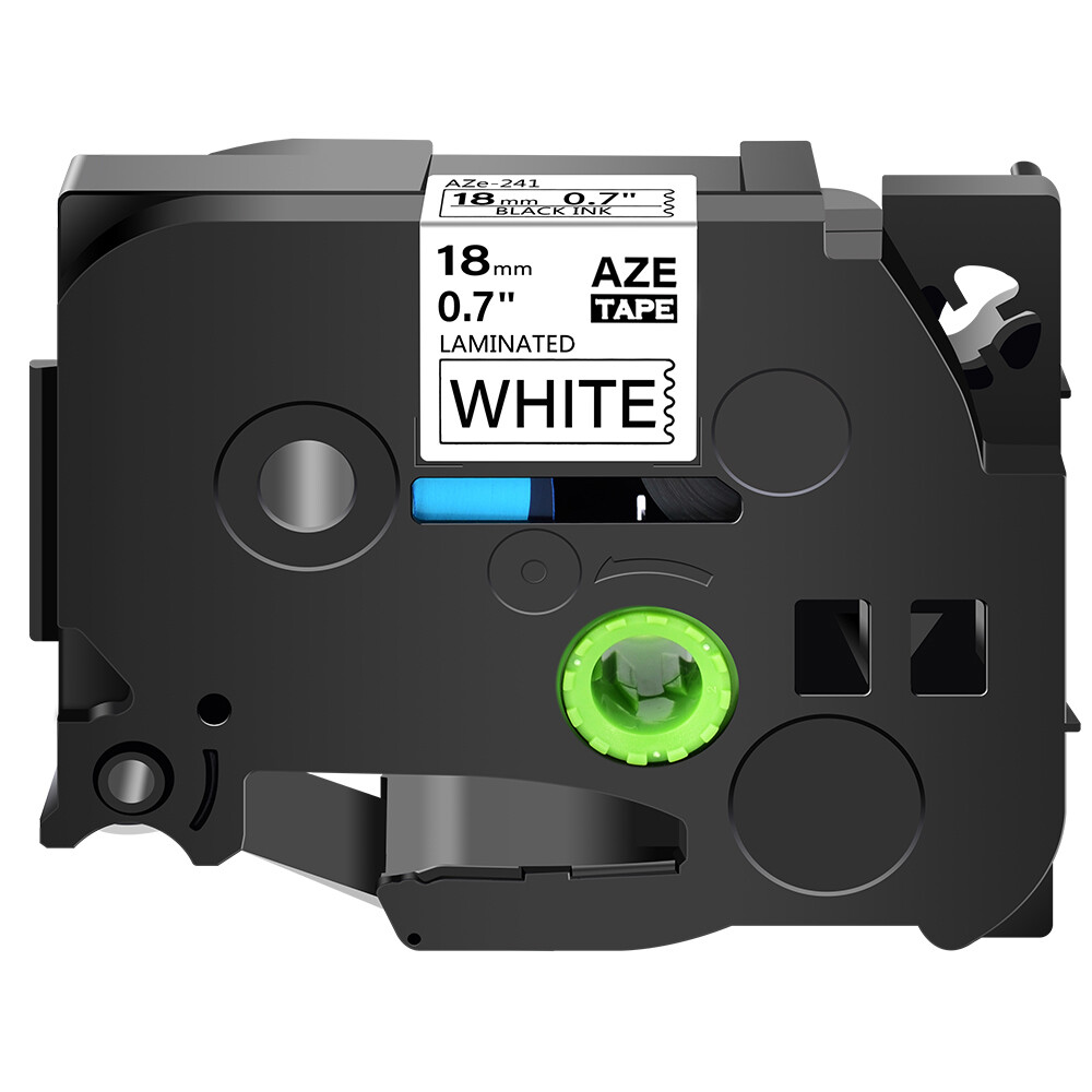 Compatible with Brother 18mm Black on White TZ-241 Label Tape TZe241 3/4"
