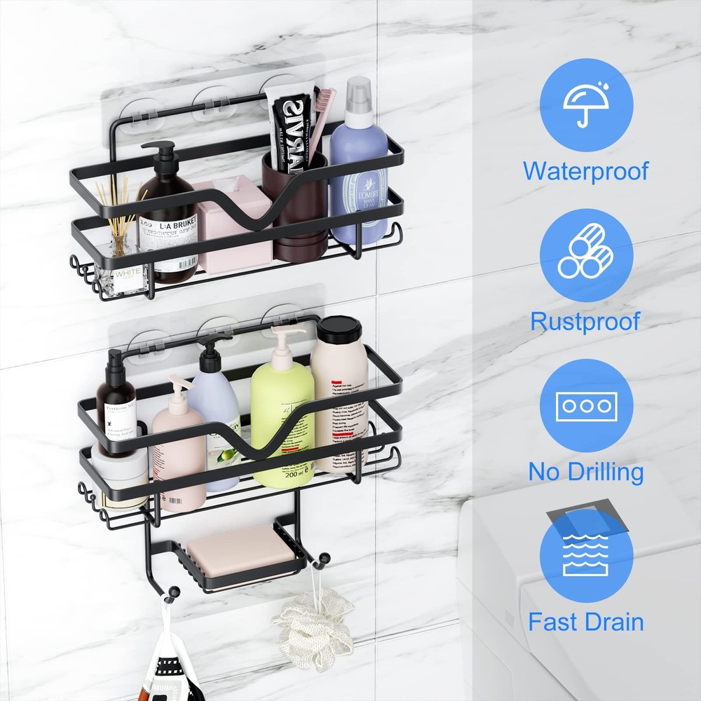 Shower Caddy 3 Pack - Shower Organizer Shelves Rack Rustproof No Drill Self A...