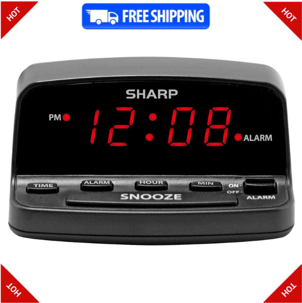 SHARP Digital Alarm Clock with Red LED & Battery Backup, Easy to Use