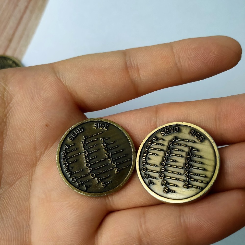 3pcs CW Morse Code Decoder Chart Medal Coin Morse Commemorative Coin Gift Prize