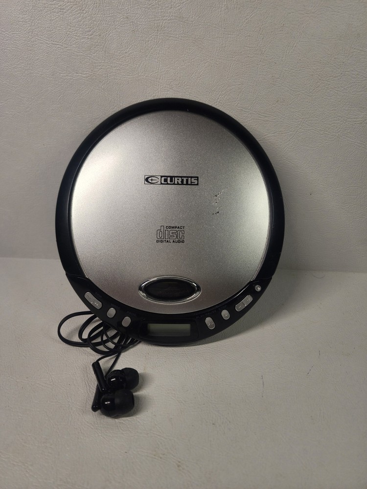 Curtis Personal Portable CD Player Model CD145 (Discman) Silver Tested & Working