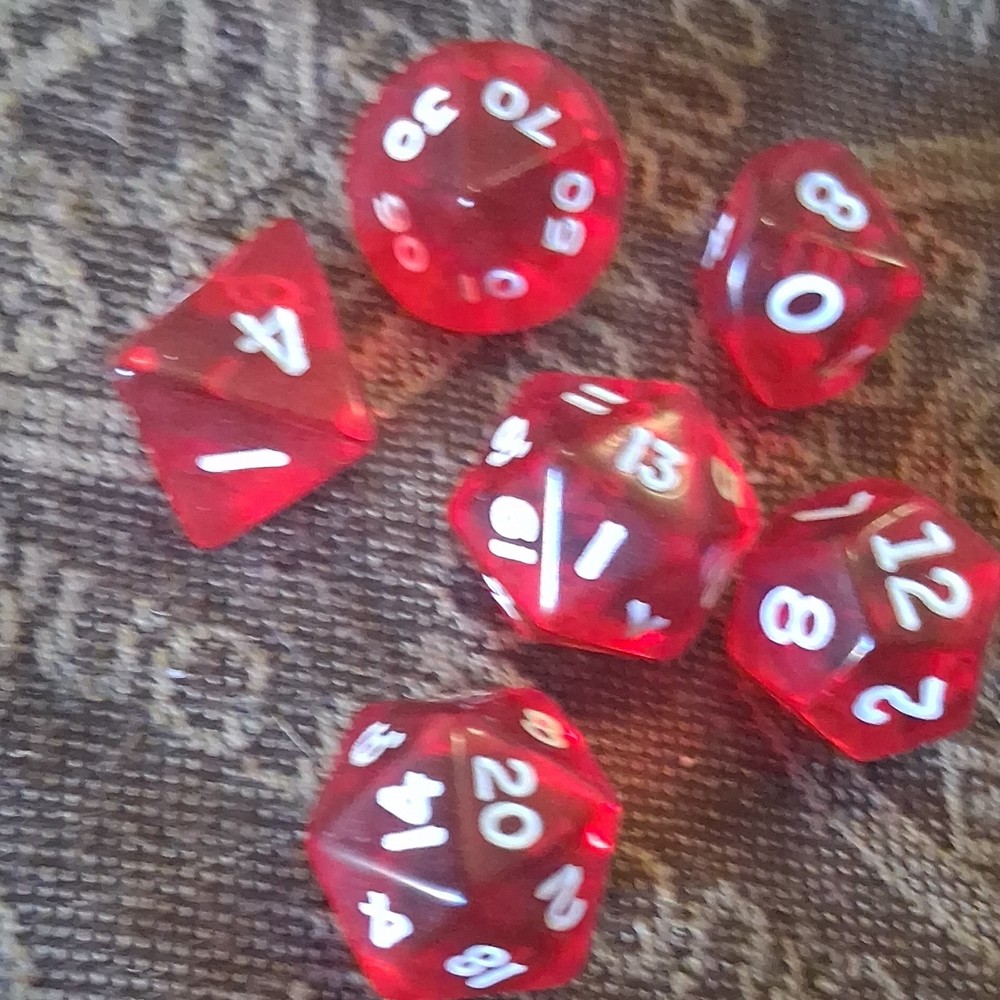 Red Polyhedral Dice Set 6 Pieces for Dungeons & Dragons