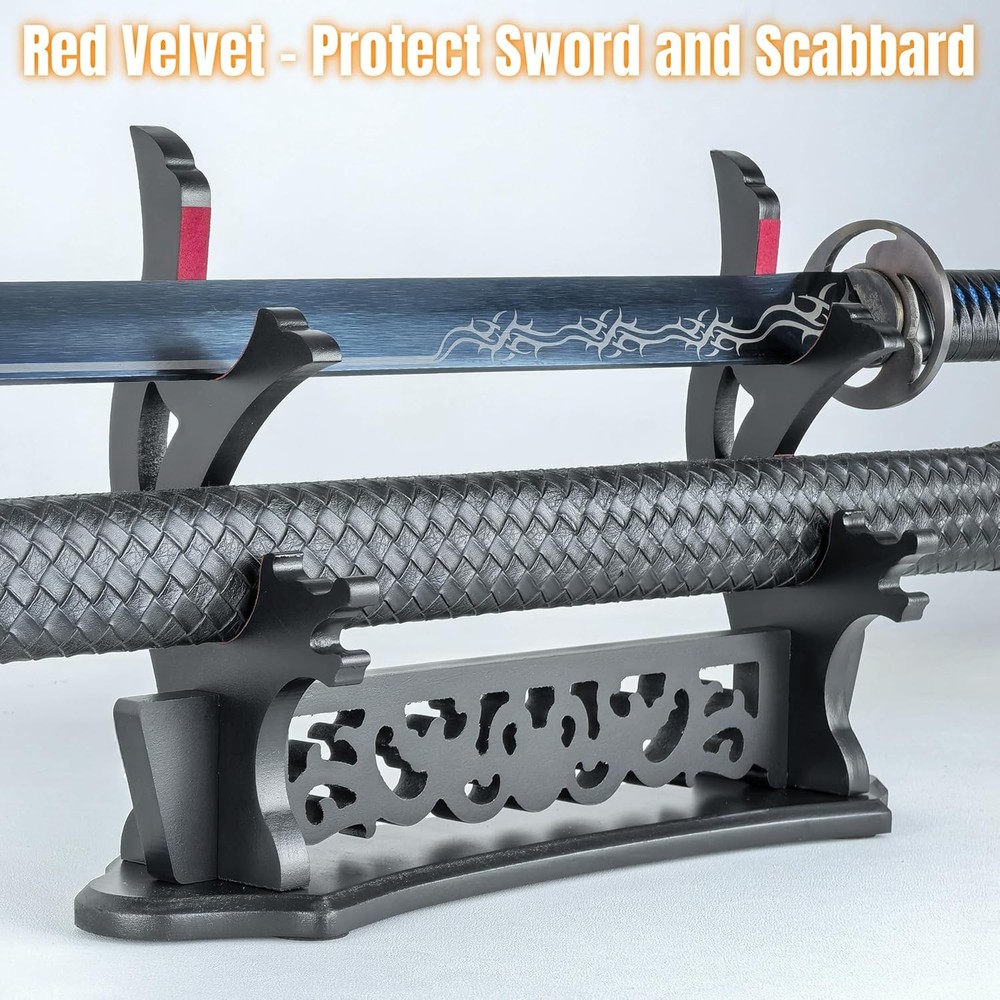 Sword Stand Hollow Pattern Rack, Katana Wands Display Black