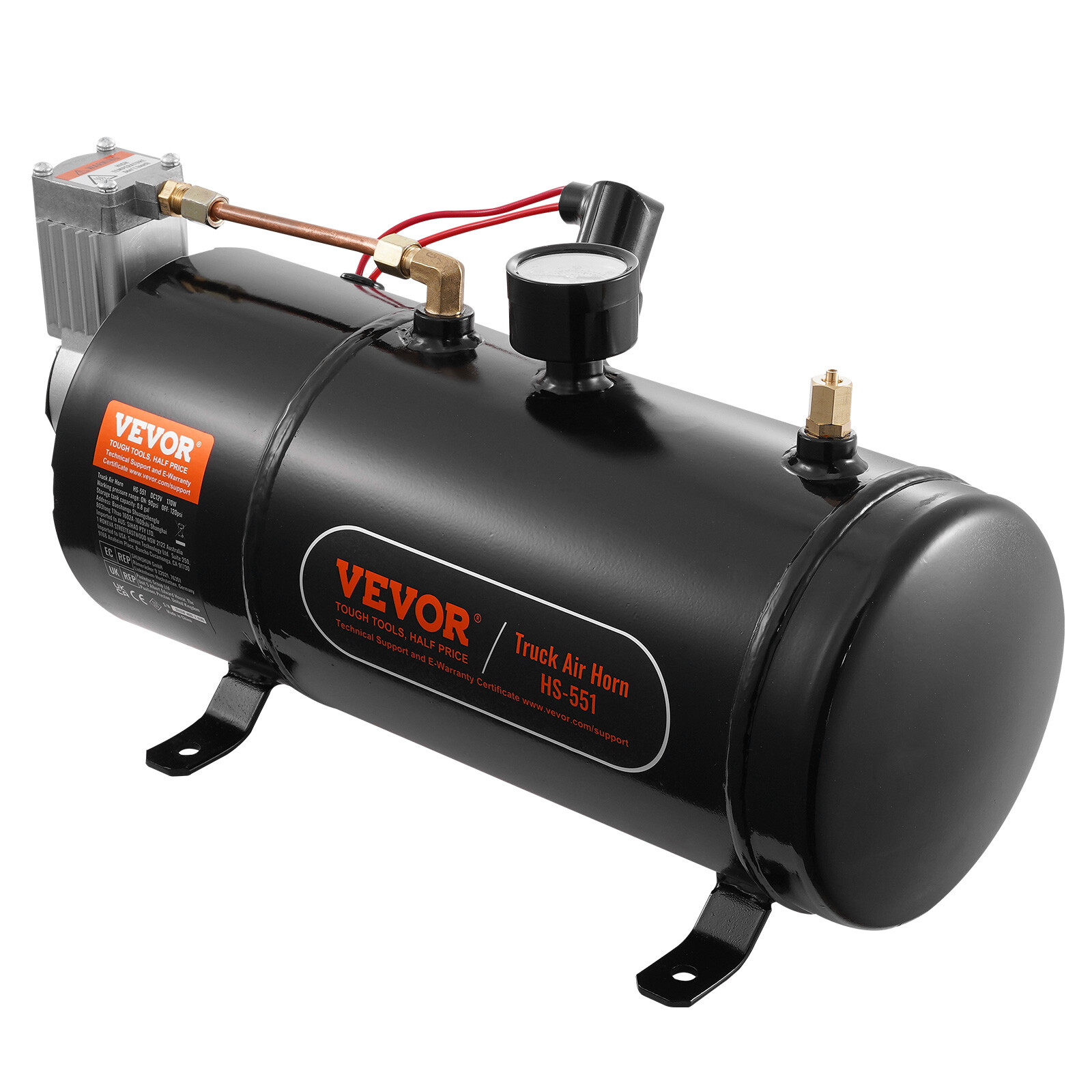 VEVOR 12V Air Compressor with 0.8 Gal/3L Tank Onboard Air Horn Compressor System