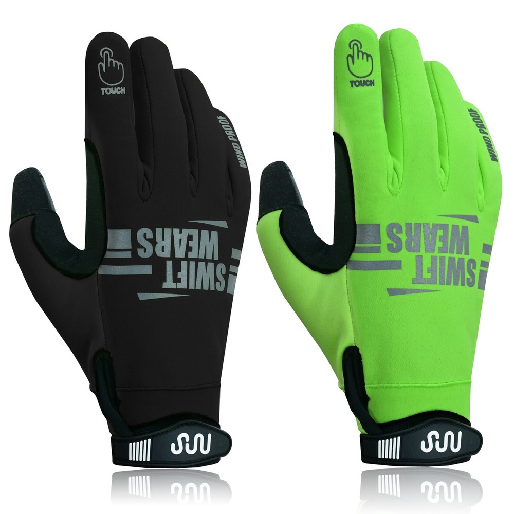 Cycling Gloves Windproof Padded Gel Touchscreen Full Finger Bike Sofshell Mitten