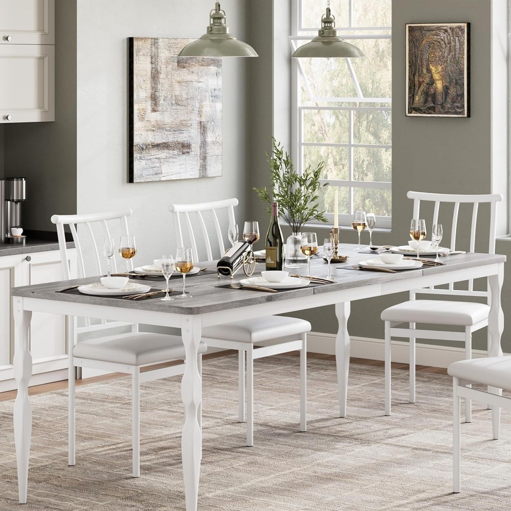 Rectangular Dining Table 6 71 in Rustic Farmhouse Kitchen Table W/ Large