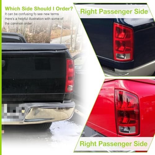 Rear Tail Light assemblies for 2002-2006 Dodge Right Side - Red - without Bulbs