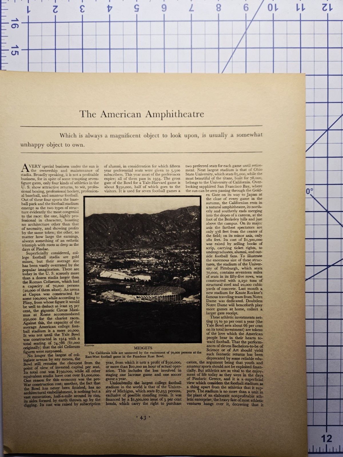 1930 American Stadia Magazine Article - Hollywood Yale Rose Bowl Soldier Field