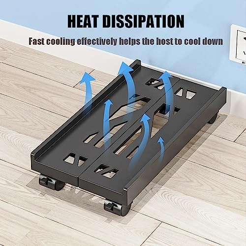 Adjustable Computer Tower Stand, PC Stand Mobile CPU Stand with 4 black