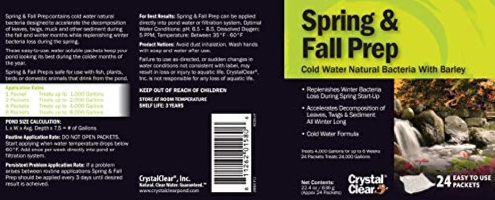Spring & Fall Prep - Cold Water Natural Bacteria with Barley - 24 Packets