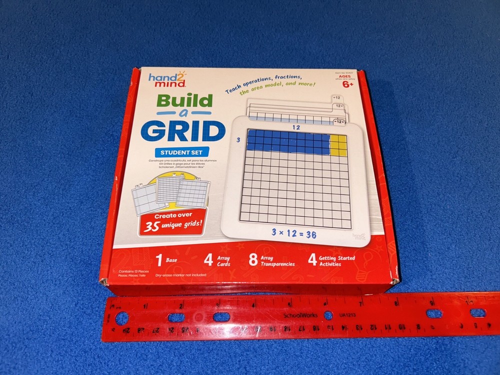 Hand2Mind Build-A-Grid Student Set Math Wipe Off Transparency Teaching Tool