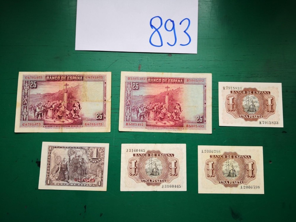 Spain Pesetas Note x6 Banknotes #893