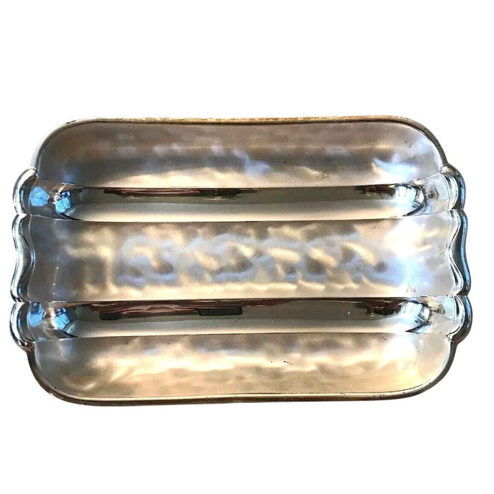 Vintage WMF-IKORA Silver Plate Footed Serving Tray Swirl Brushed Finish GERMANY