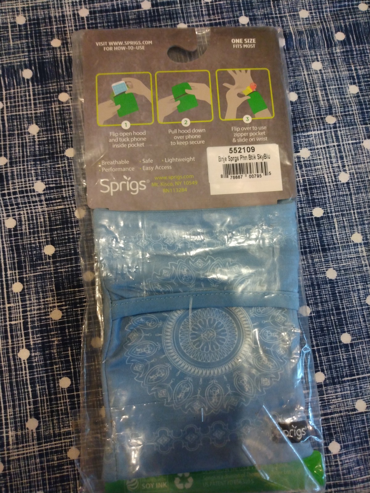 Sprigs Banjees 2 Pocket Wrist Wallet for Travel Hiking Errands Sky Blue