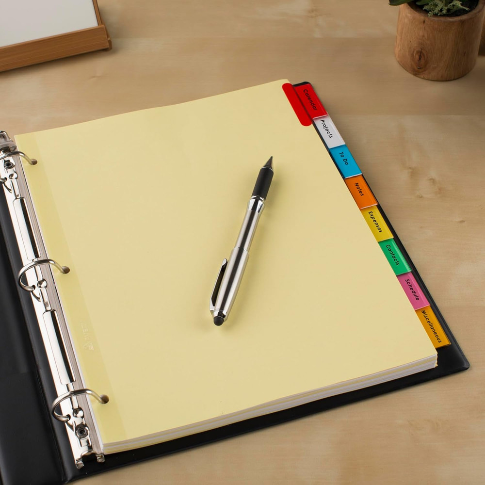 Insertable Dividers for 3 Ring Binders, 5-Tab Set, Buff Paper, Multicolor Divide