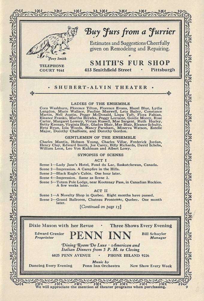 Guy Robertson "ROSE MARIE" Otto Harbach / Oscar Hammerstein 1925 Program