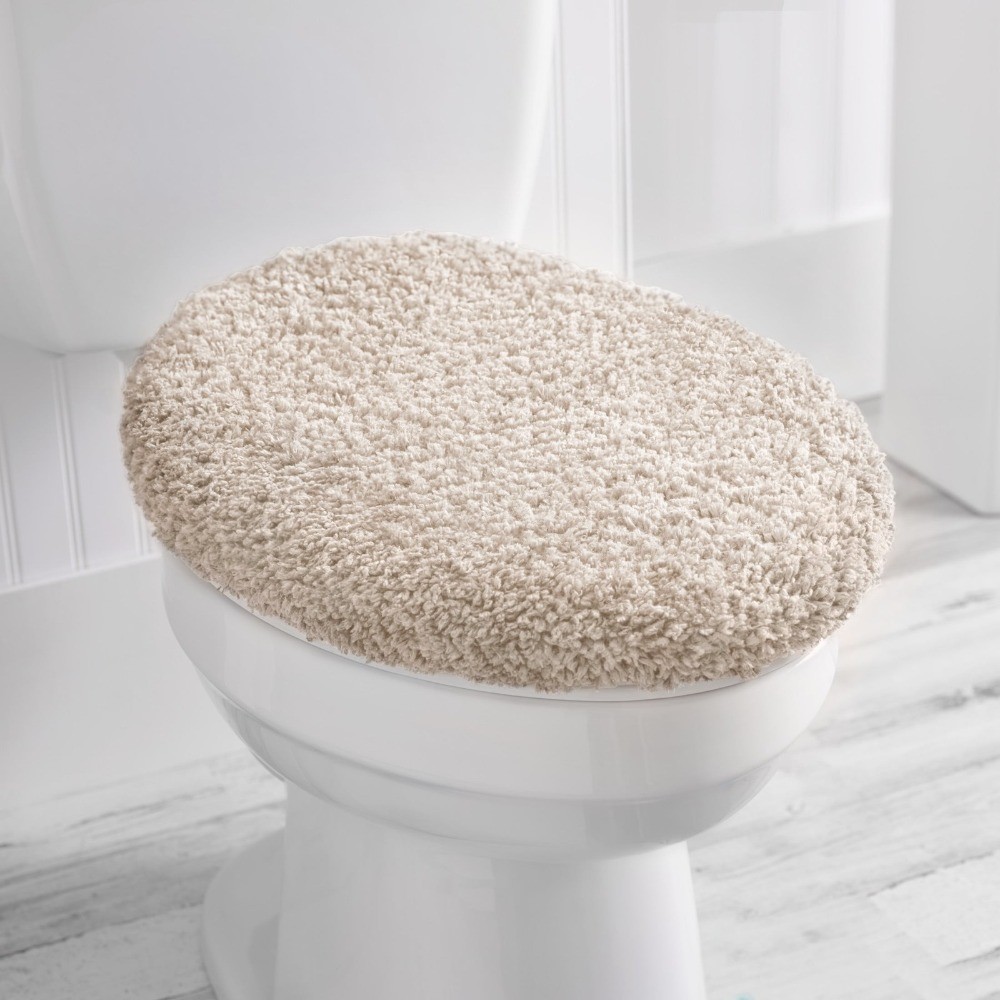Basic Polyester 19" x 22" Toilet Lid Cover, Tan