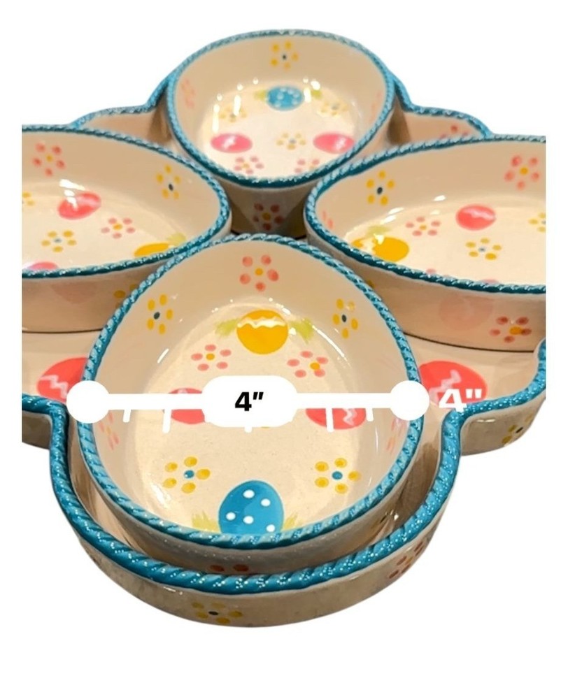 Temptations Easter Egg Divided Serving Platter 4 Removable Bowls Multicolor