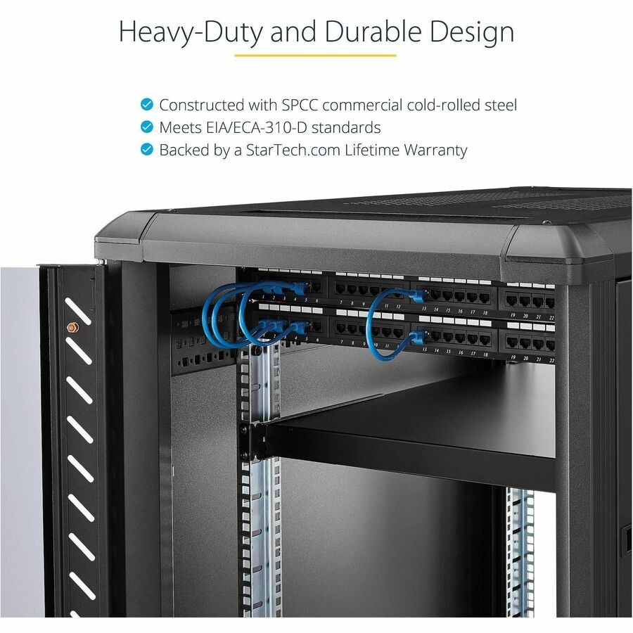 StarTech ADJSHELFHD 1U Adjustable Rack Mount Shelf 175lbs