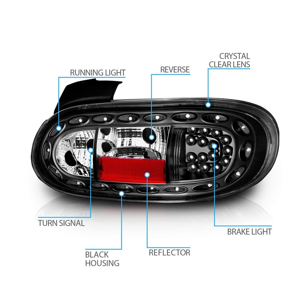 Led 尾灯黑色适用于 1999 - 2005 年马自达 Miata - 乘客和驾驶员侧