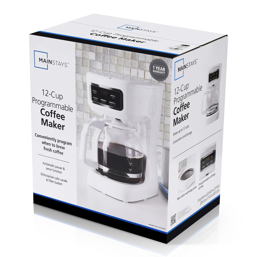 Finish 12-Cup Programmable Coffee Maker, White