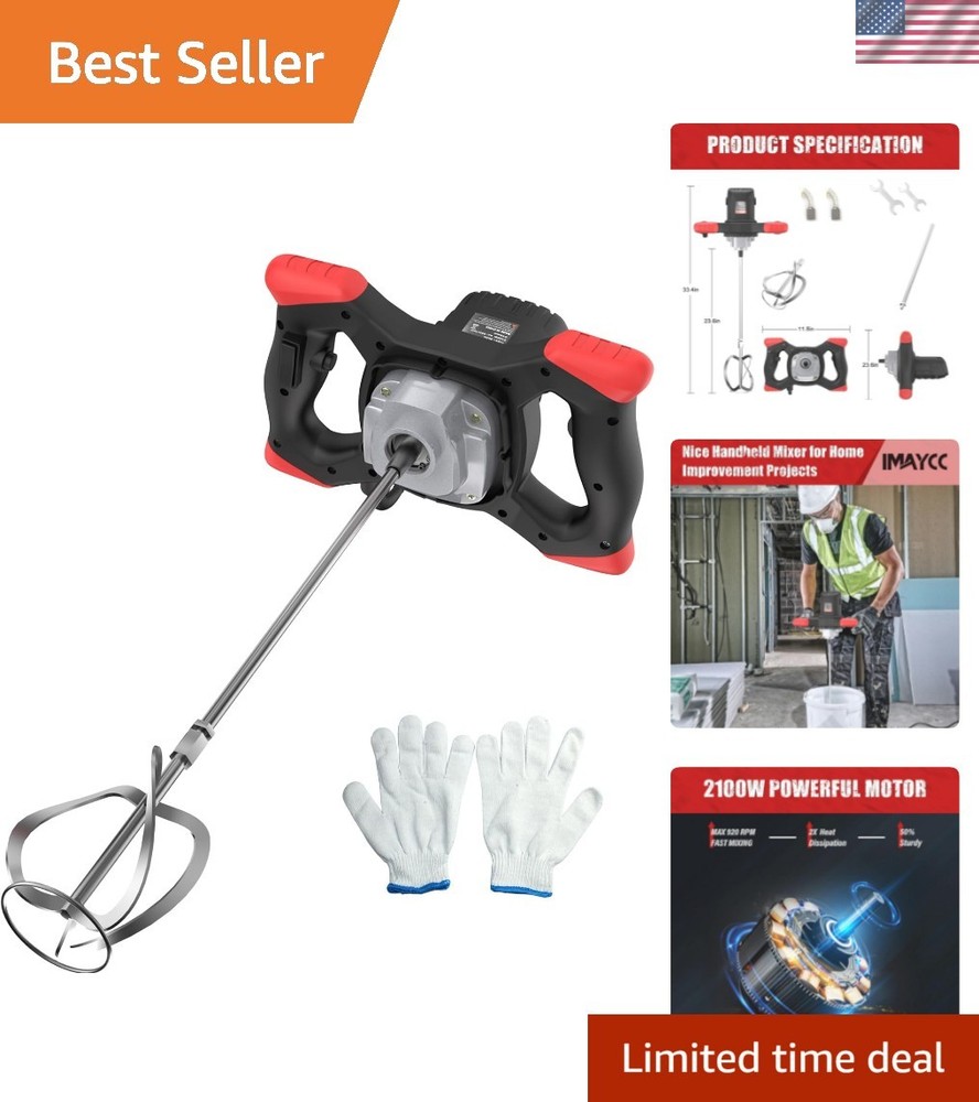 Multi-Purpose 110V Cement Mixer - Efficient Mixing for Plaster, Grout & More