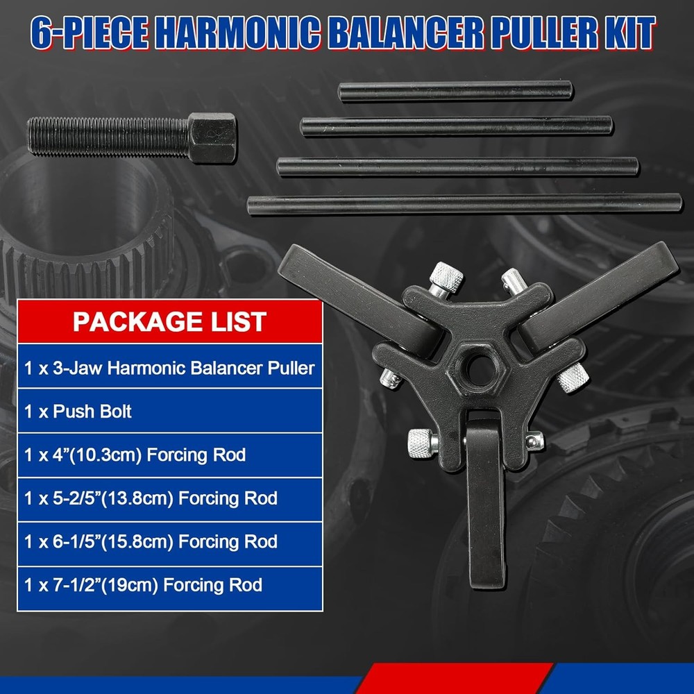 Harmonic Balancer Puller Kit, Adjustable 3-Jaw Pulley for Removing...