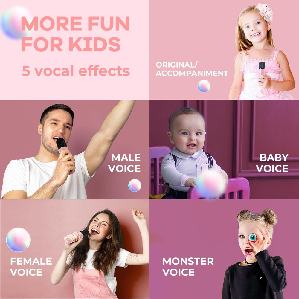Mini Karaoke Machine for Kids Adults, Bluetooth Speaker with 2 Wireless Micropho