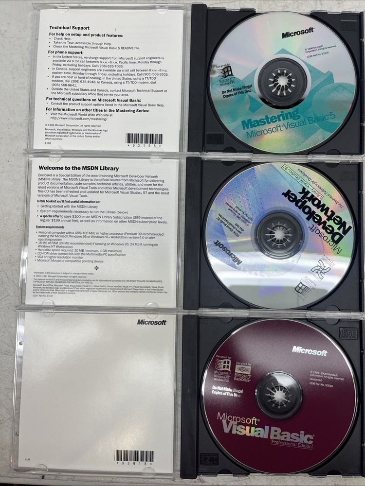 Microsoft Visual Basic 5.0 Professional Edition CD-ROM Software & Retail Box