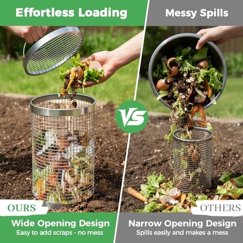 2 Pack Worm Composter Worm Bin, Stainless Steel Inground Compost Bin with
