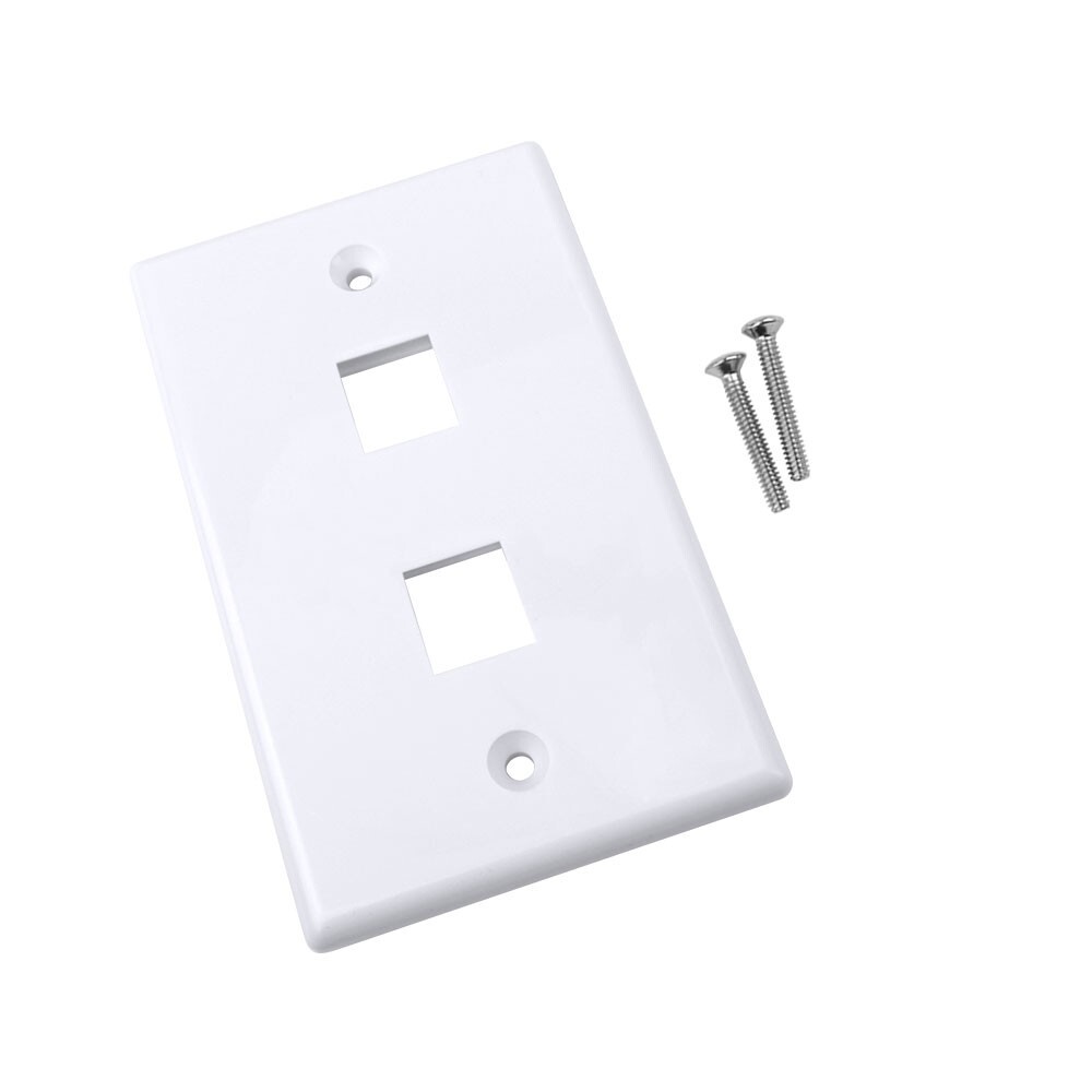 Construct Pro Single Gang 2-Port Keystone Wall Plate (10 Pack, White)
