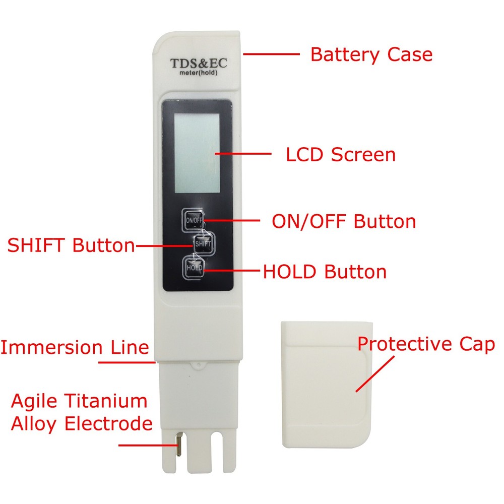 1 PC Multi-function TDS Meter Digital Tester Water Quality TestingTool 0-9999ppm