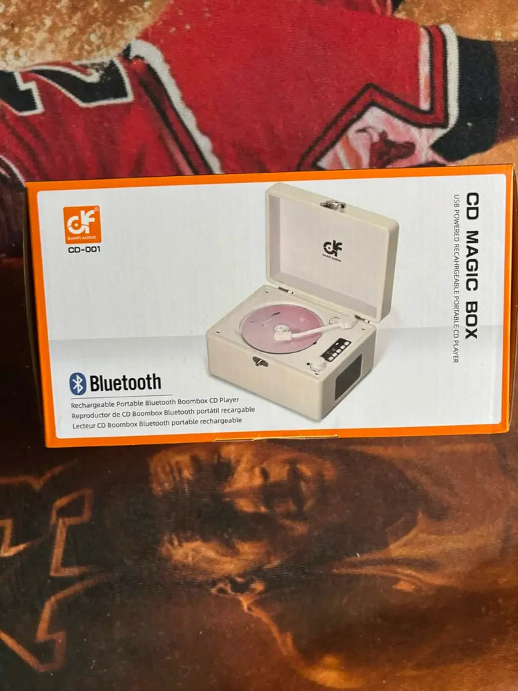 CD Player Portable Bluetooth, Pink Retro CD Player Leather