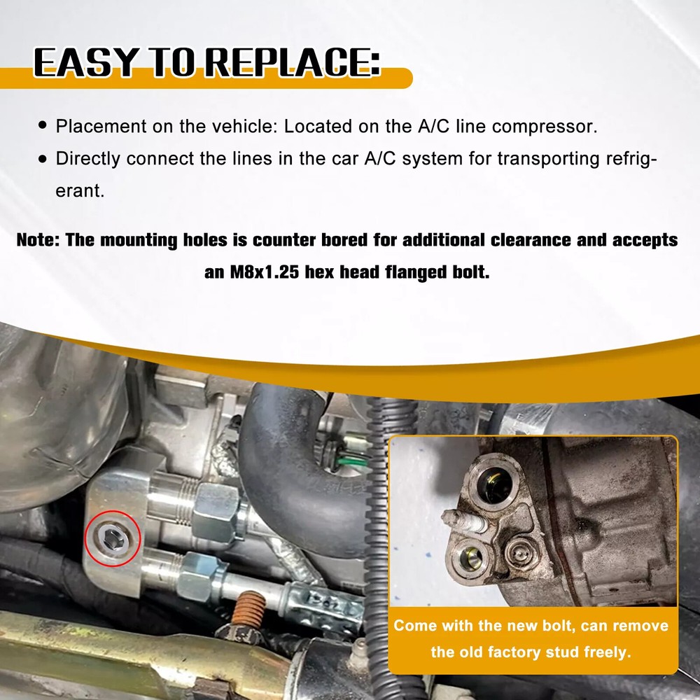 Swap Conversion A/C Line Compressor Adapter Fitting For GM Gen V L86 L83 Engine
