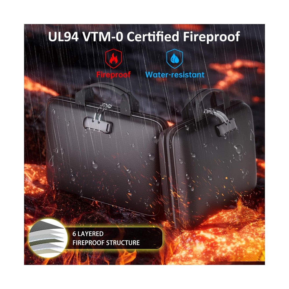 Fireproof File Organizer with Lock, Hard Case Fireproof Document Box with 13 ...