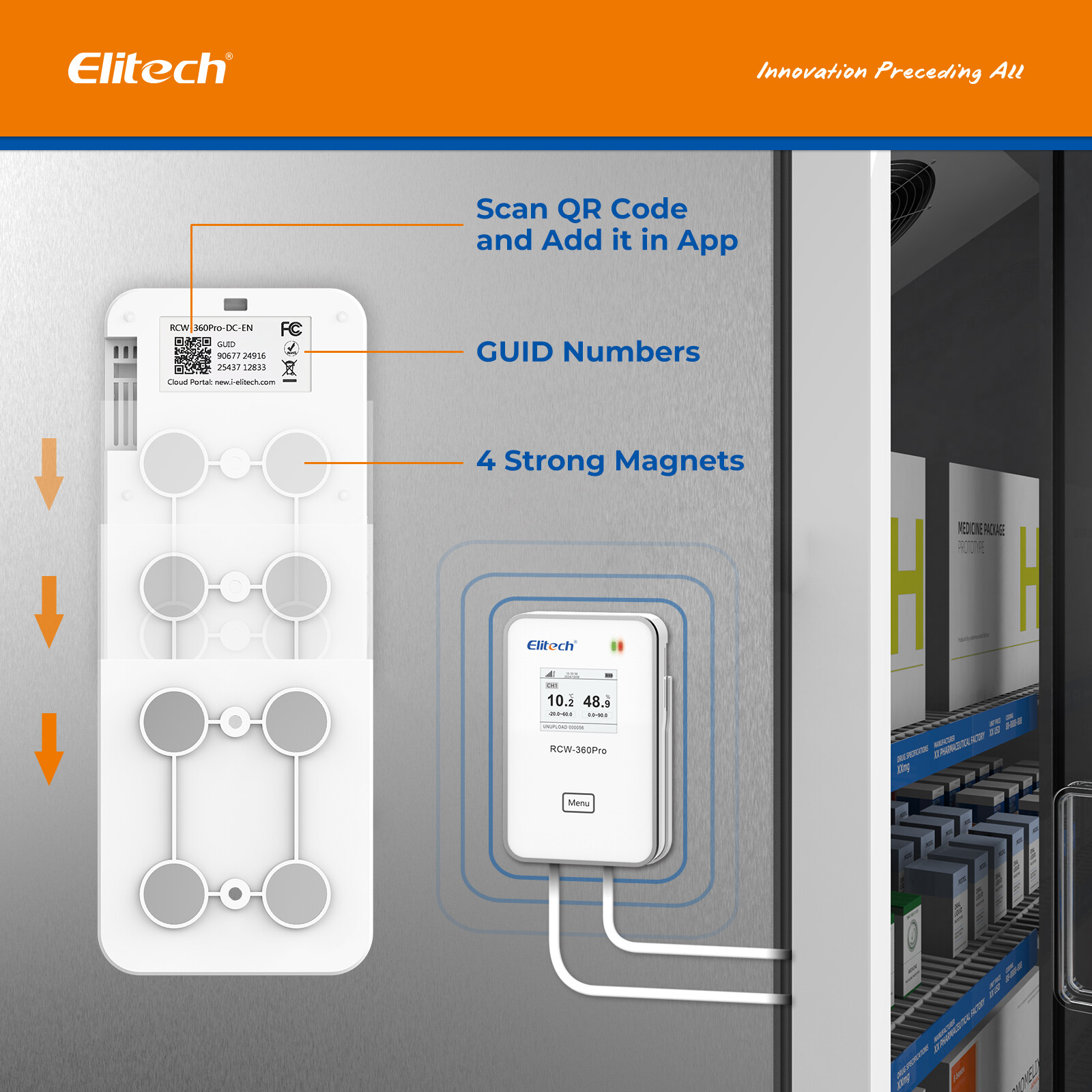 Elitech 4G Wireless Temperature Humidity Monitor Data Logger RCW-360Pro-SC